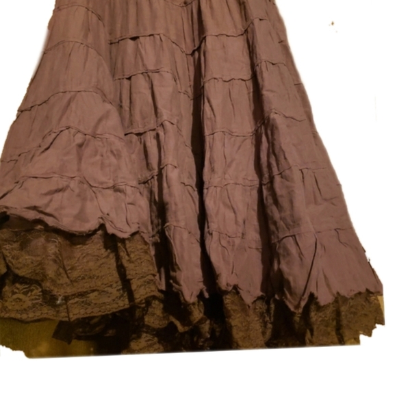 TWENTY ONE unique hippie style long skirt,  intricate beading detail, brown siz… - Picture 5 of 7
